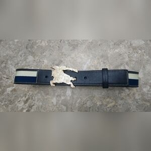 Burberry Style Buckle With Leather And Fabric Belt.